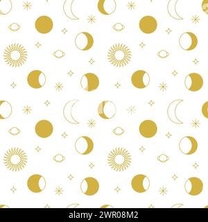 Moon Phases Seamless Pattern Stock Vector