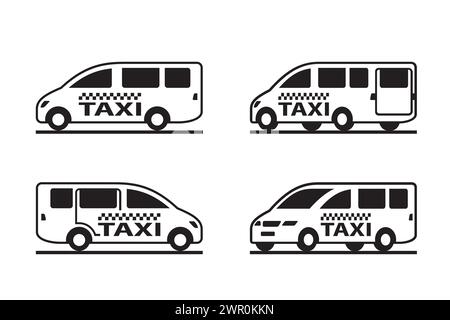 Taxi van in different view - vector illustration Stock Vector