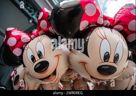 Balloons with the Disney character Minnie Mouse in Disneyland Paris Stock Photo