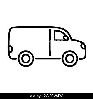 Delivery van line icon in cute cartoon hand drawn doodle style. Vector clip art illustration. Stock Vector