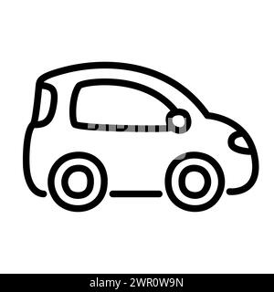 Micro city car line icon in cute cartoon hand drawn doodle style. Vector clip art illustration. Stock Vector