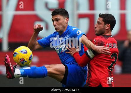 Milan, Italia. 10th Mar, 2024. Davide Calabria (AC Milan) during the Serie A soccer match between Nicolo cambiaghi ( Empoli ) Ac Milan and Empoli at the San Siro Stadium in Milan, north Italy - Sunday, March 10, 2024. Sport - Soccer . (Photo by Spada/LaPresse) Credit: LaPresse/Alamy Live News Stock Photo