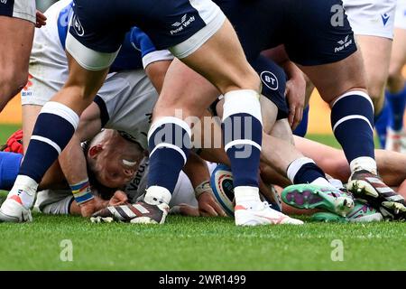 George Horne of Scotland during the Six Nations rugby match between Italy and Scotland at Stadio Olimpico in Rome on March 9th, 2024. Stock Photo