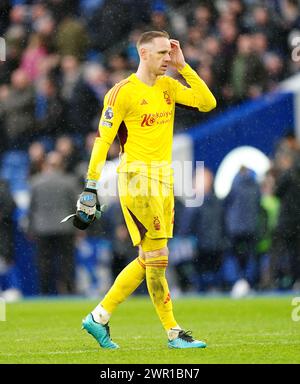 Nottingham Forest goalkeeper Matz Sels saves a shot during the Premier ...