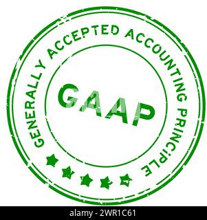 Grunge green GAAP Generally accepted accounting principles word round rubber seal stamp on white background Stock Vector