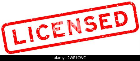 Grunge red licensed word square rubber seal stamp on white background Stock Vector