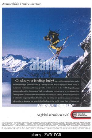 1995 Union Bank of Switzerland (UBS) a Swiss investment bank and financial services company print ad Stock Photo