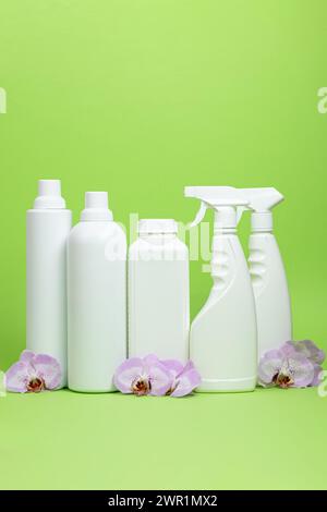 Eco-friendly natural household chemicals, laundry and home cleaning products Stock Photo