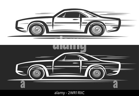 Old Classic Car, Muscle Car, Vintage Car, Stencil, Silhouette, Vector Clip  Art For Tshirt And Emblem Royalty Free SVG, Cliparts, Vectors, and Stock  Illustration. Image 164467217.