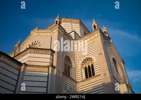 The top of the octagonal main entrance building containing the Fameido, Monumental Cemetery, Milan, Lombardy, Italy. Stock Photo