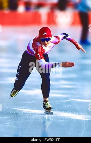 Bonnie Blair (USA) at the 1992 Olympic Winter Games. Stock Photo