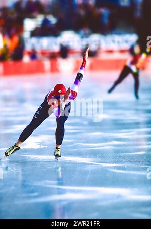 Bonnie Blair (USA) at the 1992 Olympic Winter Games. Stock Photo