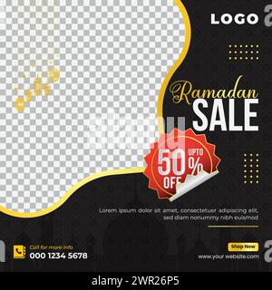 Ramadan Kareem Sale Offer Discount Social Media Banner Post Design Template Stock Vector