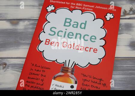 Viersen, Germany - March 1. 2024: Closeup of british author Ben Goldacre book cover Bad Science Stock Photo