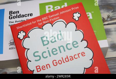Viersen, Germany - March 1. 2024: Closeup of british author Ben Goldacre bestseller books cover Bad Pharma and science Stock Photo