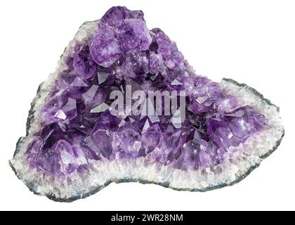 Purple amethyst crystal quartz stone isolated on white background Stock Photo