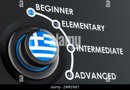 Greek Language Levels Language levels. Learning and improvement language, concept. 3D ...