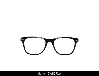 Pairs of glasses with Black frames isolated on a plain white background. Copy space. Eyesight concept. Stock Photo