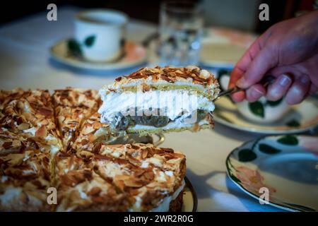 Kaffeetafel mit Torte, selbst gebacken. 10.03.2024 *** Coffee table with cake, home-baked 10 03 2024 Stock Photo