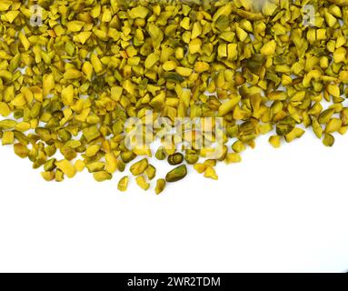 Ground, milled, crushed or granulated pistachio background Stock Photo