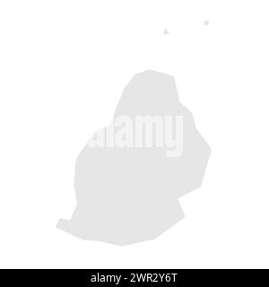 Mauritius country simplified map. Light grey silhouette with sharp corners isolated on white background. Simple vector icon Stock Vector