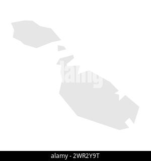Malta country simplified map. Light grey silhouette with sharp corners isolated on white background. Simple vector icon Stock Vector