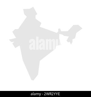 India country simplified map. Light grey silhouette with sharp corners isolated on white background. Simple vector icon Stock Vector