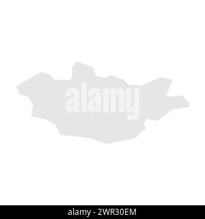Mongolia country simplified map. Light grey silhouette with sharp corners isolated on white background. Simple vector icon Stock Vector
