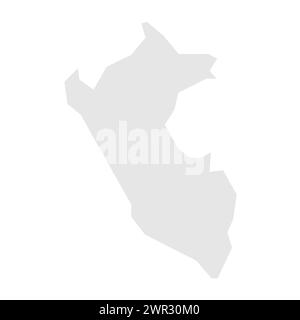 Peru country simplified map. Light grey silhouette with sharp corners isolated on white background. Simple vector icon Stock Vector