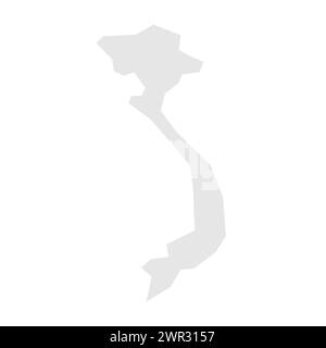 Vietnam country simplified map. Light grey silhouette with sharp corners isolated on white background. Simple vector icon Stock Vector