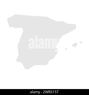 Spain country simplified map. Light grey silhouette with sharp corners isolated on white background. Simple vector icon Stock Vector