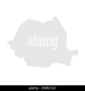 Romania country simplified map. Light grey silhouette with sharp corners isolated on white background. Simple vector icon Stock Vector