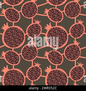Summer fruit seamless pomegranate pattern for wrapping paper and fabrics and linens and kids clothes print and festive packaging and fashion textiles Stock Photo