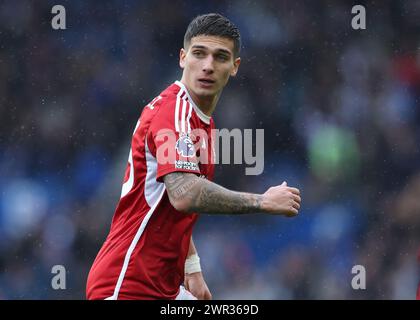 Brighton and Hove, UK. 10th Mar, 2024. Nicolás Domínguez of Nottingham Forest during the Premier League match at the AMEX Stadium, Brighton and Hove. Picture credit should read: Paul Terry/Sportimage Credit: Sportimage Ltd/Alamy Live News Stock Photo