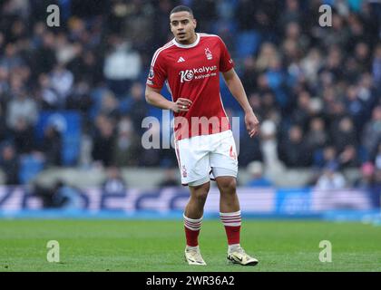 Brighton and Hove, UK. 10th Mar, 2024. Murillo of Nottingham Forest during the Premier League match at the AMEX Stadium, Brighton and Hove. Picture credit should read: Paul Terry/Sportimage Credit: Sportimage Ltd/Alamy Live News Stock Photo