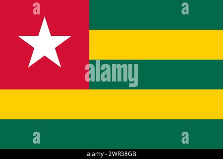 Togo vector flag in official colors and 3:2 aspect ratio. Stock Vector