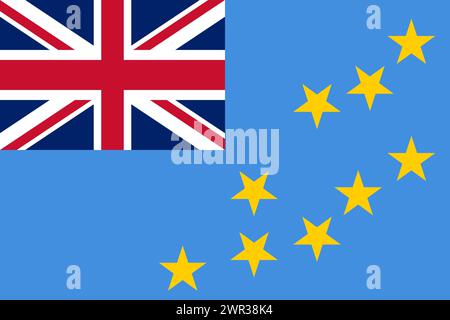 Tuvalu vector flag in official colors and 3:2 aspect ratio. Stock Vector