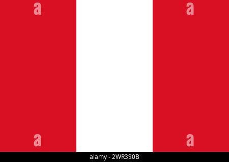Peru vector flag in official colors and 3:2 aspect ratio. Stock Vector