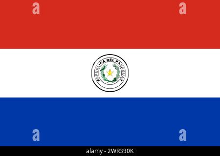 Paraguay vector flag in official colors and 3:2 aspect ratio. Stock Vector