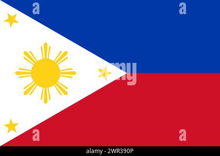 Philippines vector flag in official colors and 3:2 aspect ratio. Stock Vector