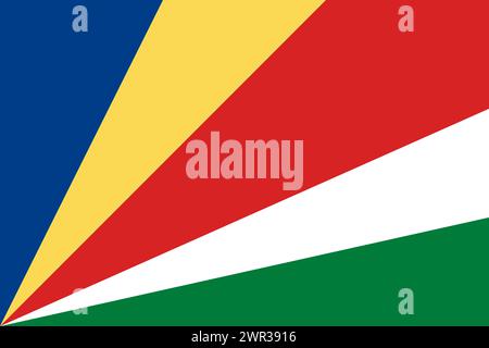 Seychelles vector flag in official colors and 3:2 aspect ratio. Stock Vector