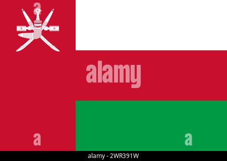 Oman vector flag in official colors and 3:2 aspect ratio. Stock Vector