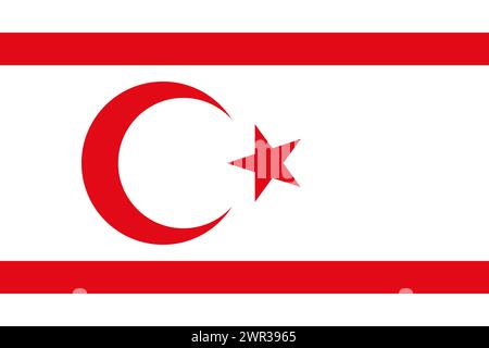 Northern Cyprus vector flag in official colors and 3:2 aspect ratio. Stock Vector