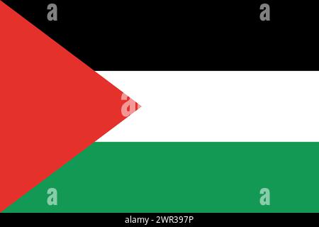 Palestine vector flag in official colors and 3:2 aspect ratio. Stock Vector