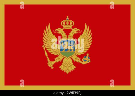 Montenegro vector flag in official colors and 3:2 aspect ratio. Stock Vector