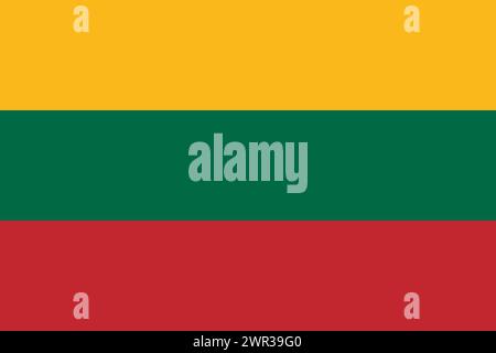 Lithuania vector flag in official colors and 3:2 aspect ratio. Stock Vector