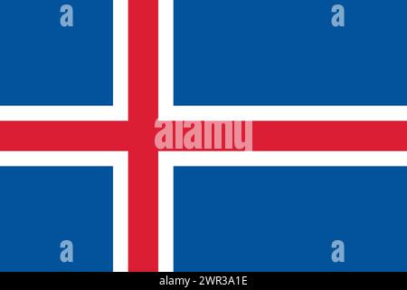 Iceland vector flag in official colors and 3:2 aspect ratio. Stock Vector