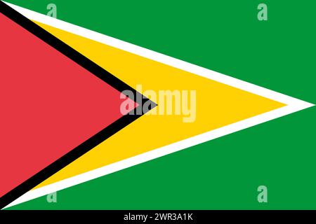Guyana vector flag in official colors and 3:2 aspect ratio. Stock Vector