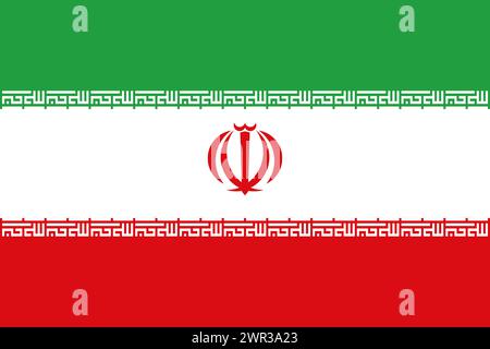 Iran vector flag in official colors and 3:2 aspect ratio. Stock Vector