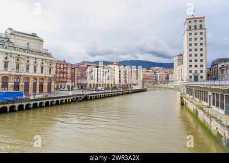 Nervión river overlooking the urban area of Bilbao-Basque country-Spain.15-3-2024 Stock Photo